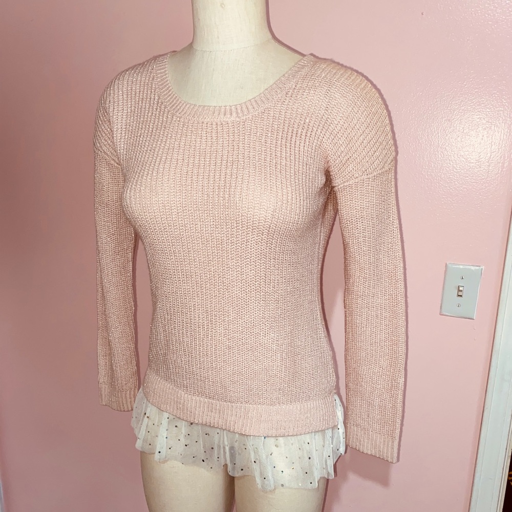 Pink Republic Sweater with Lace Trim